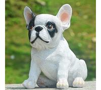 SWENEEN Garden Ornaments, Realistic Bulldog Statue, American Village Memorial Dog Figurines, Resin Sculpture Waterproof, Decorated in Outdoor Home Courtyard Grass,Sitting