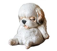 SWENEEN Garden Ornaments, Realistic Sleepy Dog Statue, Dog Memorial Figurines, Resin Sculpture Waterproof, Decorated in Outdoor Home Courtyard Grass,White,White