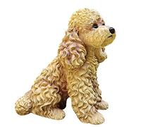 SWENEEN Garden Ornaments, Realistic Teddy Dog Statue,Cute Animal Memorial Figurines, Resin Sculpture Waterproof, Decorated in Outdoor Home Courtyard Grass,A,A