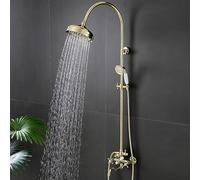 SWENEEN Handheld Showerbrushed Gold Shower System With Tub Spout,3 Function Shower Faucets With Brass Valve,Height Adjustable Shower,Wall Mounted,A