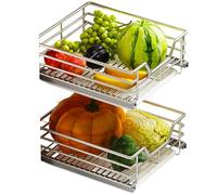 SWENEEN Heavy Duty Stainless Steel Pull Out Cabinet With Removable Drip Tray Slide Out Drawers For Kitchen Storage & Nization Durable Caddy System,A-Internal 34x46x13.5cm/Exte