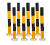 SWENEEN Metal Safety Bollard, Bollard Post Barrier Traffic Pole, with Reflective Strips, High Visibility, Traffic Barriers for Driveways, Parking Lots, and Sensitive Areas,8pcs, Yellow,750mm/29.5in