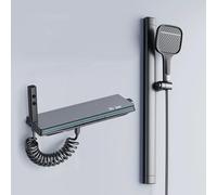 SWENEEN Modern Thermostatic Slide Bar Shower System With Digital Display And Rain Shower Combo Set Wall Mounted Shower Faucet With 3 Mode Handheld And Tub Spout,Grey