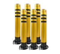 SWENEEN Removable Safety Bollard Parking Post Yellow Steel Bollard, with Reflective Tape & Anchor Bolts & Padlock, for Traffic Control/Driveway Barrier/Parking Pole,6pcs, Yellow,600mm/23.6in