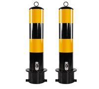 SWENEEN Safety Bollard, Yellow Steel Fixed Security Post for Driveway Security, Basement Parking Lock & Roadblock, Parking Barrier Post,2PCS