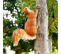 SWENEEN Squirrel Climbing Tree Ornament Garden Animal Art Sculpture Wall Mount Resin Squirrel Home Hanging Decoration Unique Gifts,B,F