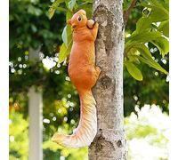 SWENEEN Squirrel Climbing Tree Ornament Garden Animal Art Sculpture Wall Mount Resin Squirrel Home Hanging Decoration Unique Gifts,B,E
