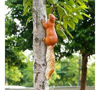 SWENEEN Squirrel Climbing Tree Ornament Garden Animal Art Sculpture Wall Mount Resin Squirrel Home Hanging Decoration Unique Gifts,B,B