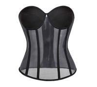 SWEPER Women'S Bustier Corset Top - Women Sexy Mesh Bra Corset Gothic Slim Streetwear See Through Overbust Bustier Top,Black,3Xl