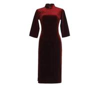SWEPER Womens Chinese Dress - Traditional Chinese Style Retro Lady Elegant Modern Cheongsam Autumn Winter Wine Red Velvet Long Sleeves Qipao Dress,Style A,4Xl