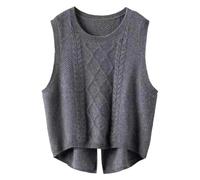 SWEPER Women's Knitted Sleeveless Vest - Autumn and Winter Twisted Knitted Vest Sleeveless Knitted Sweater Vest Women Woolen Vest Women's Round Neck Tank Top,Gray,XXL