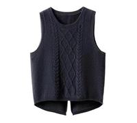 SWEPER Women's Knitted Sleeveless Vest - Autumn and Winter Twisted Knitted Vest Sleeveless Knitted Sweater Vest Women Woolen Vest Women's Round Neck Tank Top,Black,L