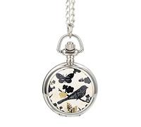 SWEPERFQ Pocket Watch,Pocket Clock, Quartz Pocket Watch Alloy Bird Flowers Lady Sweater Chain Necklace Pendant Clock-As Shown