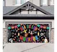 Swepuck 1PC 16x7ft Day of The Dead Door Banner Decorations Mexico Halloween Candle Skull Black Spider Web Photography Backdrop Home Outdoor Wall Cover Kids Party Supplies