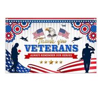 Swepuck 72x43inch Fabric Thank You Veterans Backdrop Always Remember Our Heroes Photography Background Patriotic Memorial Celebration Party Decorations Photo Props