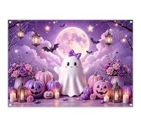 Swepuck 7x5ft Halloween Cute Ghost Purple Full Moon Night Backdrop
