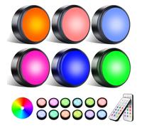 swesara Puck Lights, 16 Colors Changeable LED Push Light Battery Operated Dimmable Under Cabinet Lighting, Battery Powered Under Counter Lights with Remote Controls & Timing Function