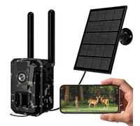 Swetfela Wildlife Camera Night Vision Motion Activated - 2K HD Solar Trail Camera for Garden Wildlife Monitoring, 64GB TF Card 5200mAh Battery, 3W Solar Panel, 100m WiFi IP66 Waterproof