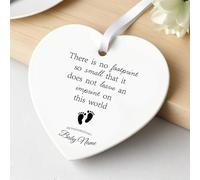 SWETHT Personalised Baby Loss Gift, Custom Memorial Baby Ceramic Heart Ornament with Child's Name, Baby in Heaven Keepsake, Miscarriage Memorial for Angel Baby (H2-Footprints)