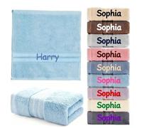 SWETHT Personalised Embroidered Towel with Custom Name - Luxury Soft Face Cloth| Bath Sheet for Baby, Kids & Adults | Unique Wedding, Birthday Gift Idea 100% Cotton