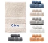SWETHT Personalised Towel,Embroidered Bath Towel with Custom Name | Luxury 550gsm Initialed Towels | 100% Cotton Personalised Towels for Adults Kids