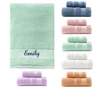 SWETHT Personalised Towel,Embroidered Bath Towel with Custom Name | Luxury 550gsm Initialed Towels | 100% Cotton Personalised Towels for Adults Kids