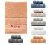 SWETHT Personalised Towel,Embroidered Bath Towel with Custom Name | Luxury 550gsm Initialed Towels | 100% Cotton Personalised Towels for Adults Kids