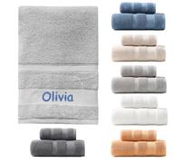 SWETHT Personalised Towel,Embroidered Bath Towel with Custom Name | Luxury 550gsm Initialed Towels | 100% Cotton Personalised Towels for Adults Kids
