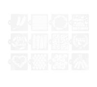 SWETRACE 12pcs Bread and Cake Decorating Stencils for Baking with Safe Pet Material, White Reusable Templates for DIY Decor and Birthday Parties, Fun and Easy Cake Decoration Supplies