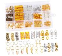 SWETRACE 159Pcs Decorative Hair with Hair Braiding Beads and Metal Spring Rings for Dreadlocks Curly Long Accessories for Women and Men