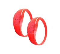 [SWETRACE] 2 Pcs Red Silicone PVC Luminous Wristbands with Voice Control and Flashing Function, Adjustable LED Bracelet for Concerts and Parties for Men and Women Adults