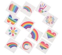 SWETRACE 24pcs Rainbow Temporary Tattoos Stickers Gradient Design, Water Transfer Stickers for Parades, Comfortable and Good Decorative Effect Rainbow Pride Face Tattoos
