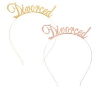 SWETRACE 2Pcs Divorced Letters Metal Headband Gold Rose Gold Comfortable Hair Hoops for Women Themed Divorce Celebrations