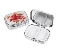 SWETRACE 2pcs Portable Medicine Dispenser Cases with 2 Compartments Each, Abs and Metal Material, Compact Design for Travel and Workplace Use, Assorted Colours