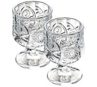 SWETRACE 2pcs Retro Glass Wine Goblets, Small Vintage Cup Set in Glass, Practical and Easy to Clean for Restaurant or Family Gathering, Antique Style Drinkware