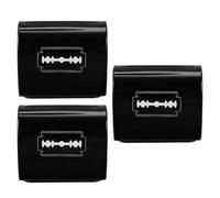 SWETRACE 3pcs Storage Box Set in Black Iron for Safe Storage and from Injury, Portable Blade Disposal Case for Barber Shops and Home Use