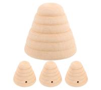 SWETRACE 4pcs Wooden Bee Hive Decor Rustic Natural Wood Beekeeping Model Honeycomb Figurines 4.5cm Height Farmhouse Spring Tiered Tray Decoration for Kitchen Living Room