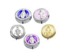 SWETRACE 5pcs Metal Rosary Organizer Box with Elegant Vintage Design round Shape, Keepsake Storage for First Communions, Convenient Long Time Use Jewelry Case