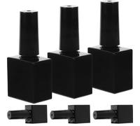 SWETRACE 6pcs 10ml Black Glass Nail Polish Bottles Refillable Gel Polish Containers with Flat Square Design for DIY Nail Art and Travel