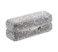 SWETRACE Bling Lipstick Organizer with Mirror Portable Travel Case Rhinestone Embellished Compact Iron and Glass Storage Box for Vanity Use