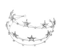 SWETRACE Bridal Rhinestone Five-Point Star Crown Silver Wedding Hair Accessory Goddess Tiara Headpiece for Bride