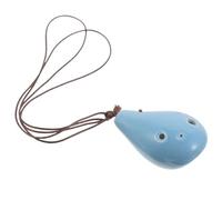 SWETRACE Ceramic Ocarina 6-Hole Alto Musical Wind Instrument for Beginners and Adults, Light Blue Round Chinese Flute for Music Learning and Practice