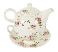 SWETRACE Ceramic Tea Kettle Set with Cup 480ml Teapot and 350ml Cup, Fine Texture and Practical Design, Elegant Antique Style for Travel and Home Decor