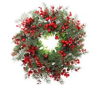 SWETRACE Creative Xmas Wreath Red Plastic Decorative Garland for Christmas Party and Wall Decor, Hanging Door Wreath to Create Festive Atmosphere and Happy Ambiance