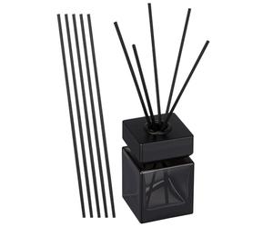 SWETRACE Diffuser Glass, Lid Fire-free Reed Rattan Sticks and Wood 100ml Aromatherapy Bottle Set Brown for Simple Elegant Practical Decor and Office