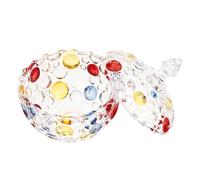 SWETRACE Glass Candy Jar with Lid, Handpainted Colourful Dish | Artistic Colourblocking, Multi-use Storage, Keeps Treats Covered, Suitable for Kitchens, Homes, Parties, Office Desks