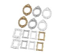 SWETRACE Miniature Frames Materials for Wallet Size Compact Square and Oval 14pcs Retro Style Resin Antique Frames and Phone Case Decor for DIY Crafts Making