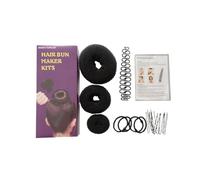 SWETRACE Professional Hair Bun Maker Set for Updo Styling Black Chignon Maker with Hair Braiding Tools for Women and Dancers