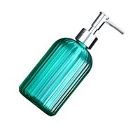 SWETRACE Refillable Glass Pump Dispenser Bottle 440ml with Modern Green Design, Suitable for Bathroom and Kitchen Countertop Use, for Hand Soap and Shampoo Dispensing