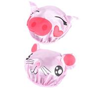 SWETRACE Shower Caps with Elastic Band Lightweight Satin and Eva Material 2 Pcs Cartoon Design Waterproof Bath Hats Suitable for Bathing and Travelling